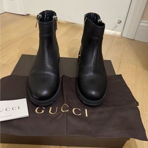 Gucci Meguro Moto Black Boots Size 39